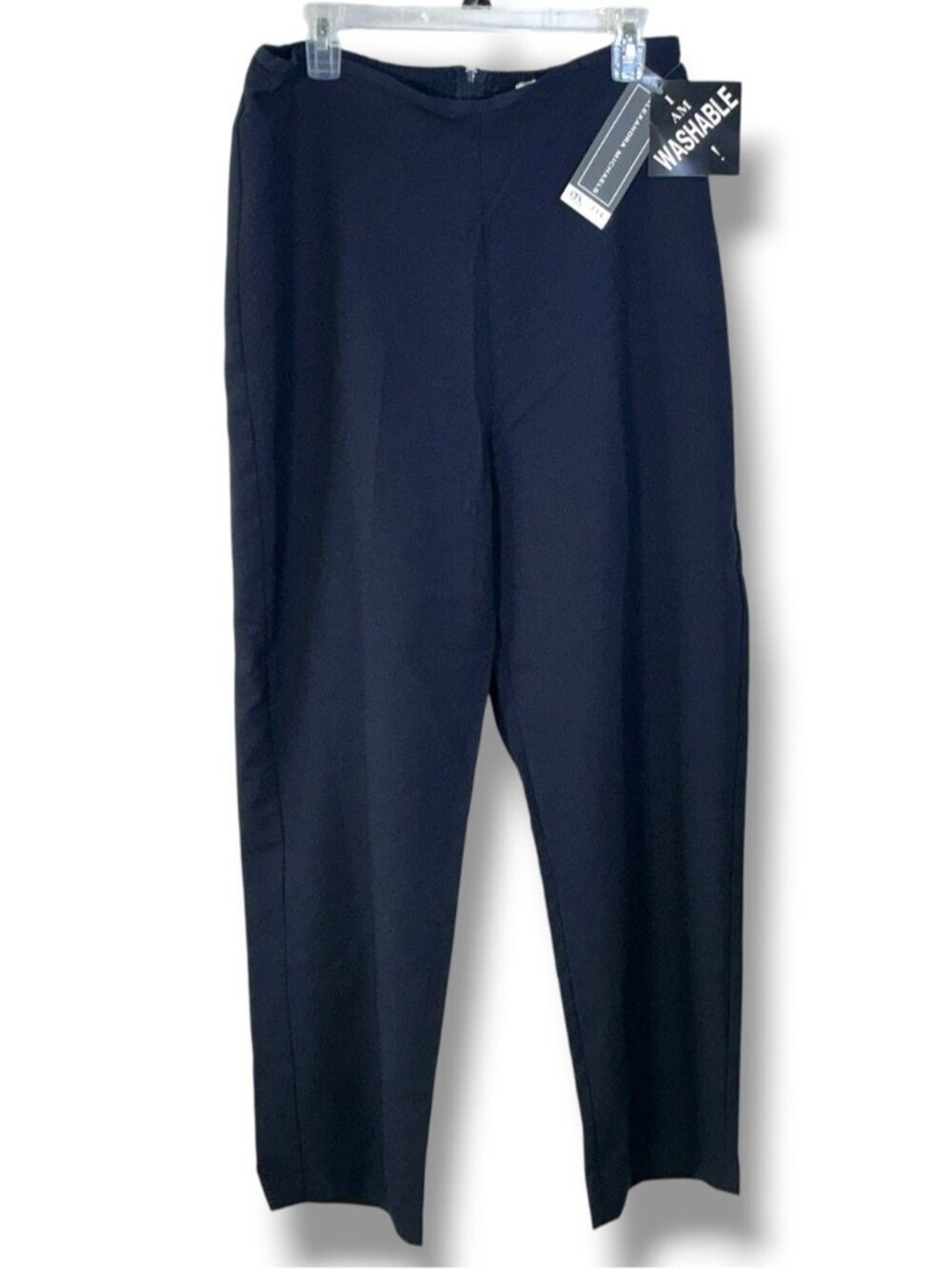 Alexandra Michaels Pant Crepe Trouser Navy Blue 29” Inseam Women 14W